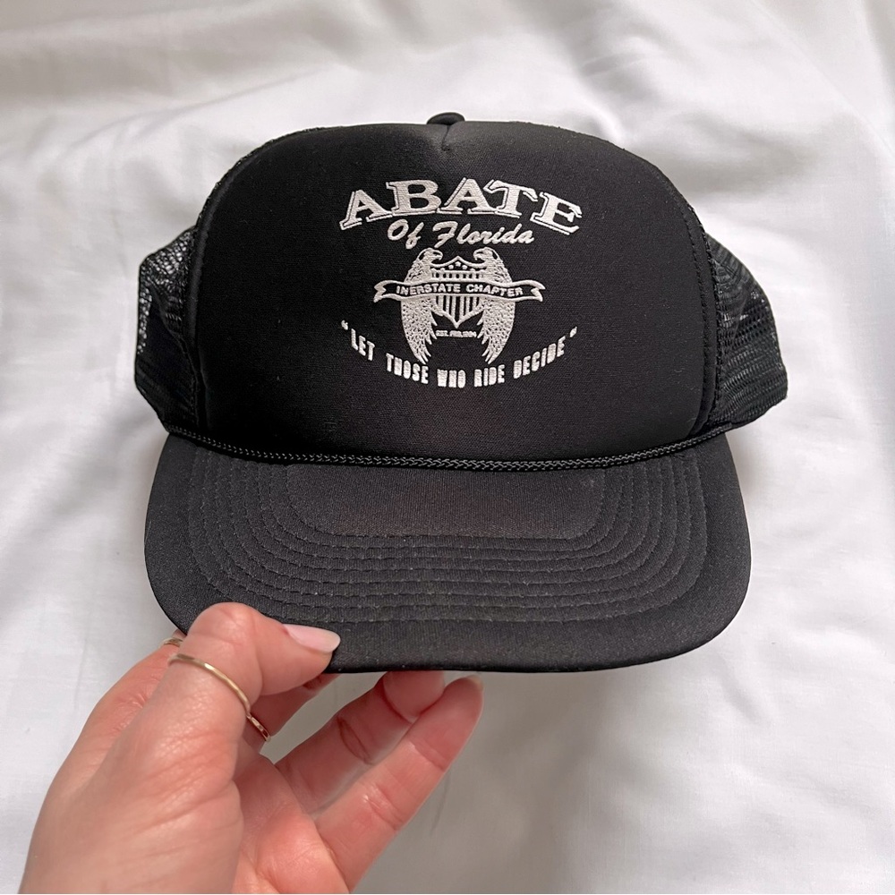 abate of florida vintage biker motorcycle trucker hat black